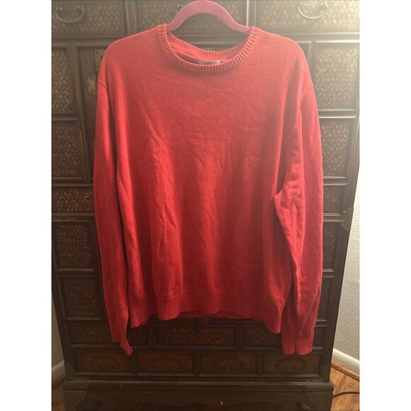 JCP JC Penneys Mens 100% Cotton Sweater Red Combed Crew Neck Long Sleeve Size XL - Picture 6 of 11